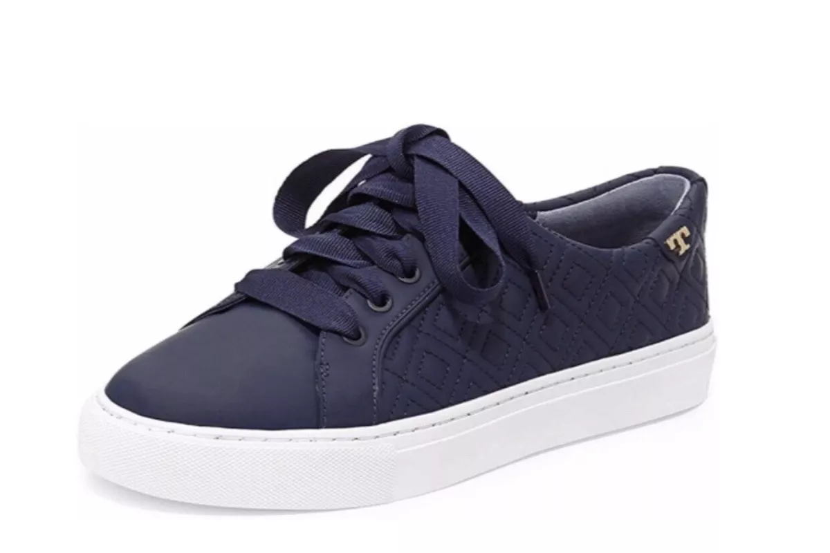 Tory Burch Navy Blue quilted lace up sneakers SZ 9.5 NIB eBay