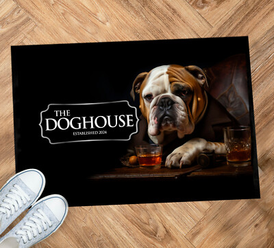 Personalised Bar door mat British Bulldog Drinking 60 x 40 cm