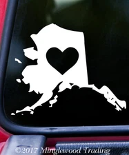 ALASKA HEART State Vinyl Decal Sticker 7" x 5.5" Love