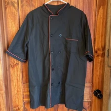 Chef Top Uniform Black Red Size Large New