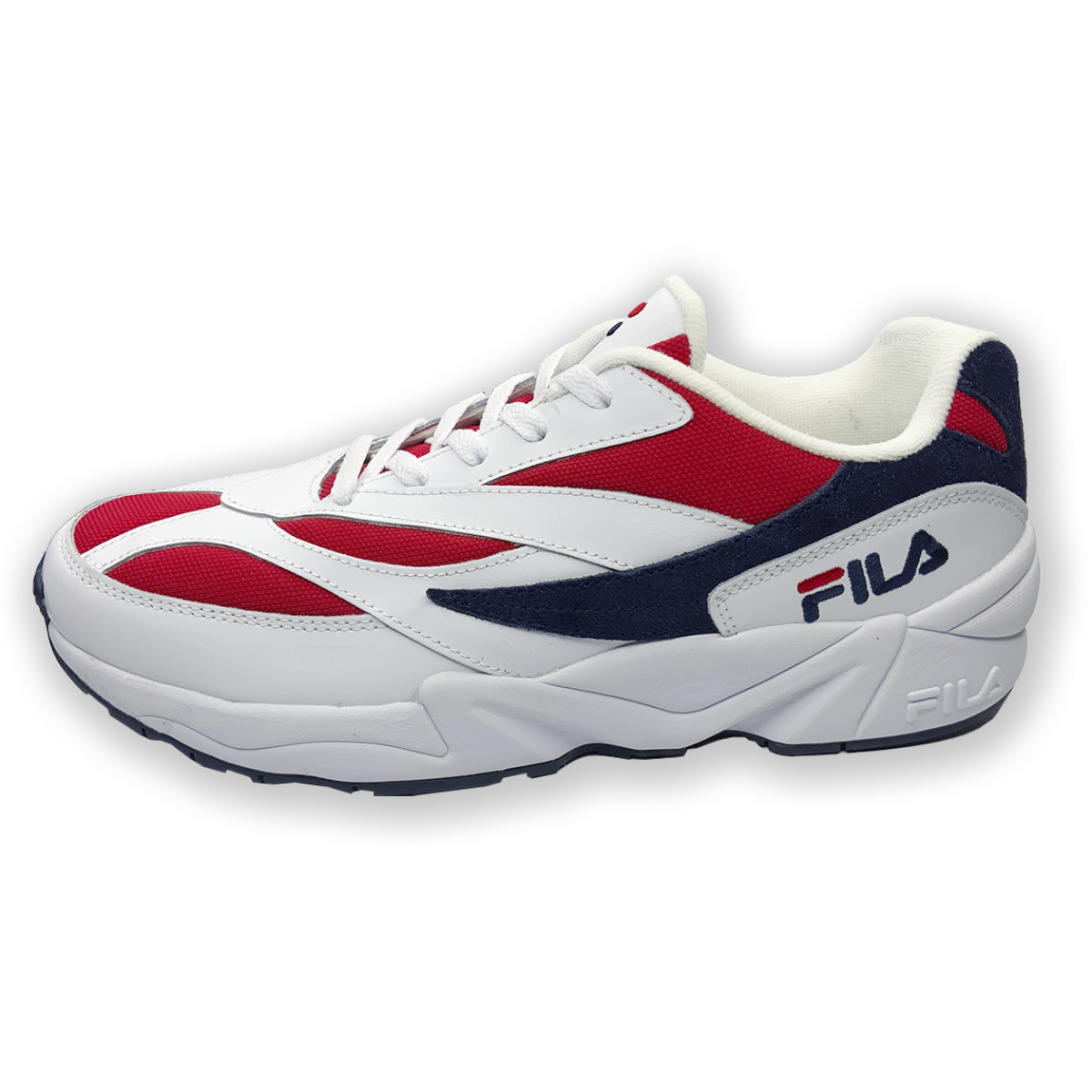 MSRP $101.99 NWT FILA VENOM LOW MEN'S WHITE RED LACE UP SNEAKERS