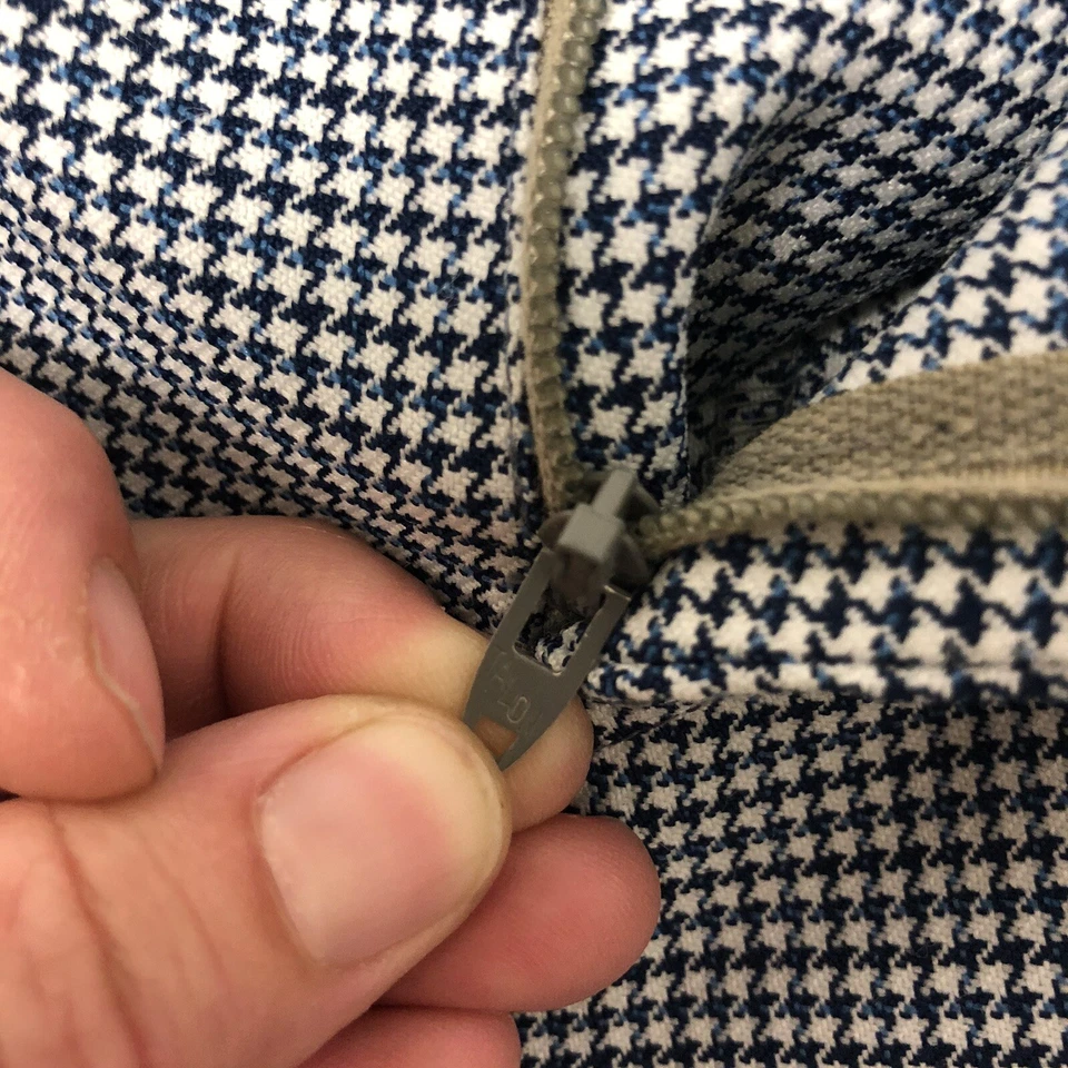 Vtg 70’s Men's MOD Blue White Houndstooth Check RETRO Bell Bottoms Golf Pants 34 - Image 3 of 4