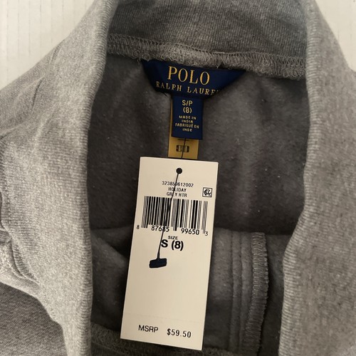 New Polo Ralph Lauren Boys Sz 8 (S) Gray Drawstring Pockets Sweatpants Joggers - Picture 9 of 11