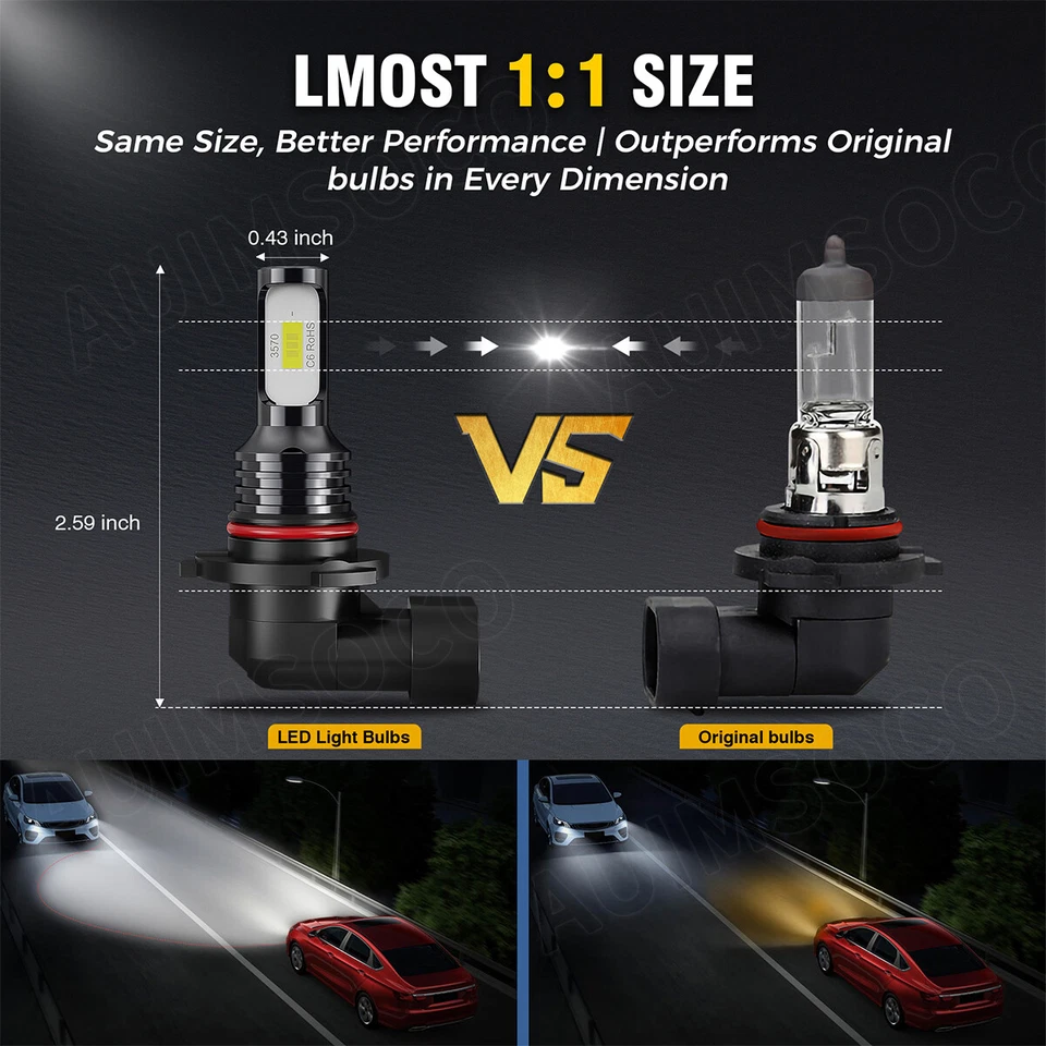 For Chrysler 300M 1999-2003 2004 6x LED Headlight Hi Lo Beam Fog Light Combo KIT - Image 4 of 4