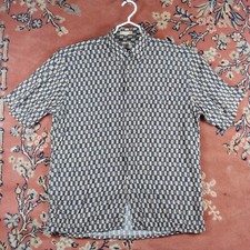 Vintage Campia Moda Men's Large Rayon Hawaiian Shirt Tribal Print Aloha Button