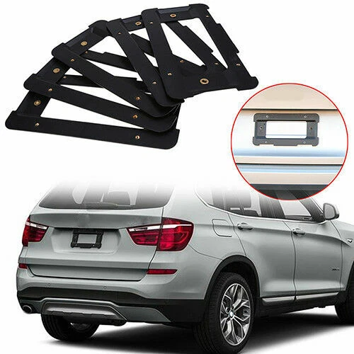 Marco de soporte de matrícula trasero 5 piezas cubierta negra ajuste universal Audi BMW VW Foto 2 de 4