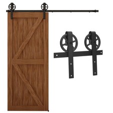 CCJH 5FT-20FT Sliding Barn Door Hardware Closet Track Kit for Single/Double Door