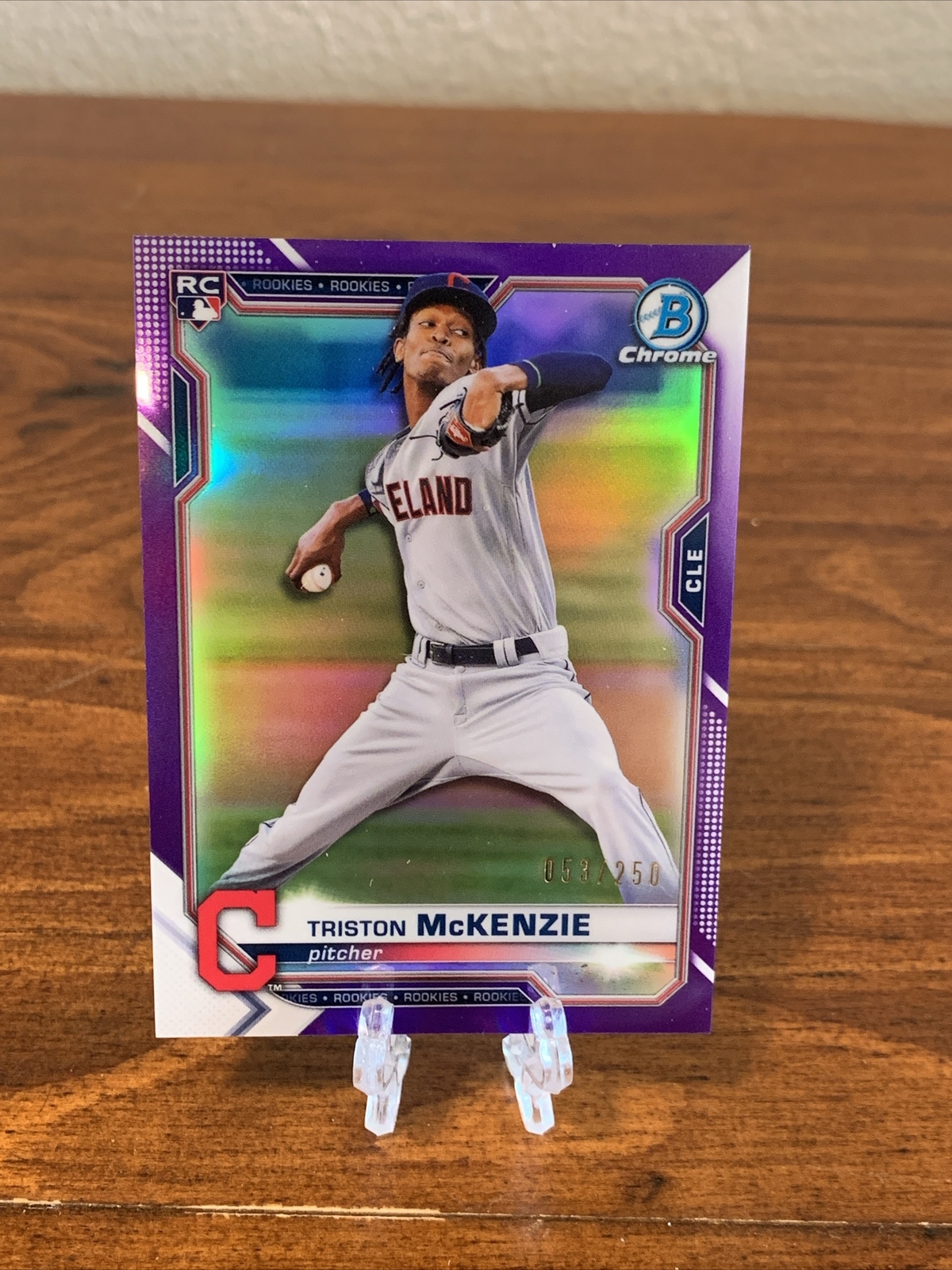 Triston McKenzie 2021 Bowman Chrome Purple Refractor #6 Rookie Card /250 RC