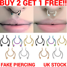 Fake Septum Piercing Horseshoe Nose Ring Surgical Steel Ear Lip Nipple Eyebrow