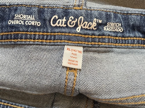 Cat & Jack Girls Denim Dark Wash Blue Short Overalls Rompers Size XL(14/16) Plus - Picture 6 of 7