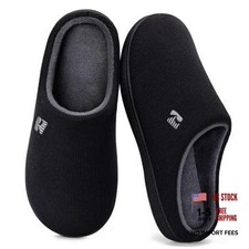 Men's Original Two-Tone Memory Foam Slipper  Slip-on, 7-8 Black/Grey