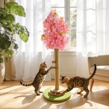 Cherry Blossom Cat Scratching Post, 36" Tall Natural Sisal Sturdy Base Tower ...