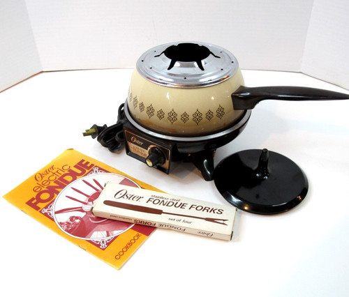 Vintage Oster Electric Fondue Set #701-03A Midcentury Style -  Tested Works! USA