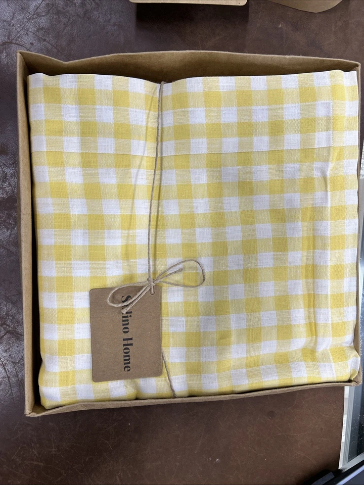 Solino Home Linen Gingham Tablecloth 60 x 108 Inch - 100% Pure Linen Table Cloth - Image 4 of 4