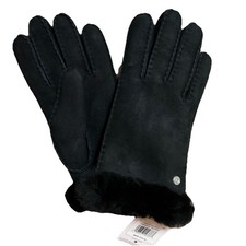 UGG Gloves Shearling Black Women's Size Medium Real Sheepskin NEW   MSRP 155  