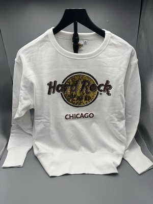 Extra Small Womens Hard Rock Cafe Chicago French Terry Sequin Crew Sweatshirt XS
