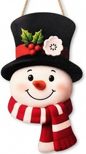 Christmas Decorations - Winter Snowman Wooden Welcome Sign for Front Door