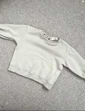ZARA Baby Jumper 6-9 Months Beige Cotton Crew Neck Long Sleeve Pullover