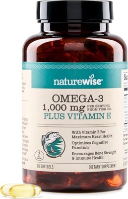 Sustainably Sourced Omega-3 Fish Oil 1000mg - Antioxidant Formula with Vitamin E