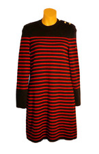Saint James France Sweater Dress Dk Blue Breton Stripe Wool Nautical LSlve US 6