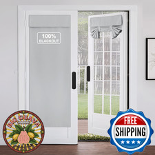 NICETOWN Door Curtain for French Front Doors, Privacy, Tie-Up Shade, 26x72, Grey