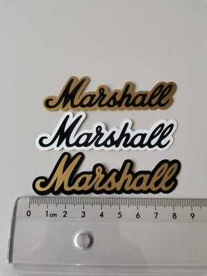 Marshall Sticker Aufkleber Set 3 Stück Vinyl Schwarz Gold Weiß Neu