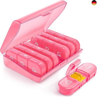 AUVON wöchentlicher Pillendose 7 Tage 3 Fächer, tragbare Tablettenbox 7 Tage m