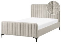 Elegantes Polsterbett Bouclé Beige Gesteppt Mit Lattenrost 120 X 200 Cm Lunan