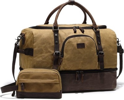 Nerlion Weekender Bag with Shoe Compartment Large Overnight Bag for Men Canvas G