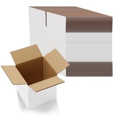 6x6x6 Shipping Boxes Set of 40, White Corrugated Cardboard Box for Packing, M...
