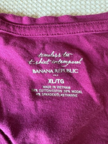 Banana Republic Hot Pink XL Timeless Tee V Neck Short Sleeve Cotton Blend - Picture 5 of 5