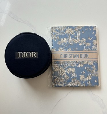 DIOR Beauty Black Vanity Case Round Makeup Bag with Mirror and Notebook Set