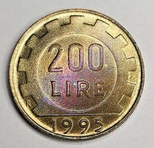 1995 Italy 200 Lire - Circulated Italian Aluminum Bronze World Coin - Europe