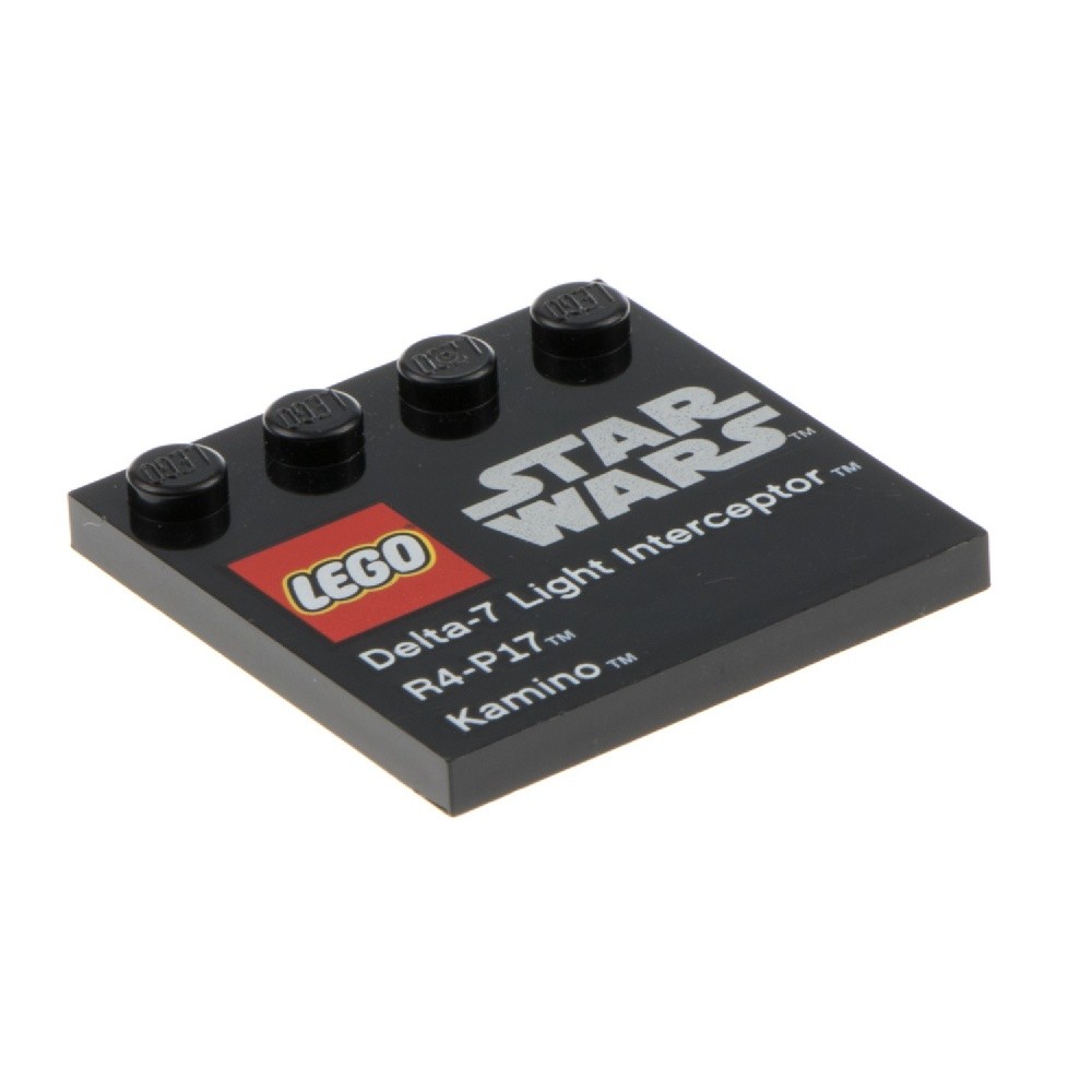 1x Lego Tile Modified 4x4 Black Printed Star Wars Kamino 75006 6179pb055