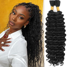 Human Braiding Hair Mix Synthetic Boho Hair for Braiding, 20 Inch Deep Wave Bulk