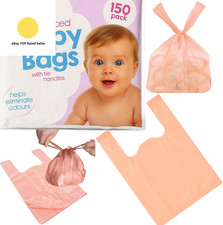 150 Pack Scented Colured Nappy Bags with Tie Handles, Fragranced Nappy Bags Sac