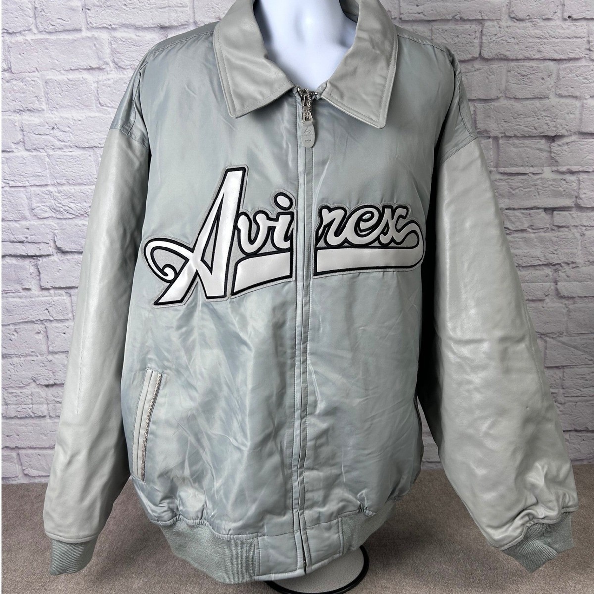 Vintage Avirex Silver 5XL Genuine Cow Hide Leather Tactical Bomber