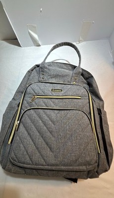 Kuosdaz Grey Quilted Backpack with Gold Zippers