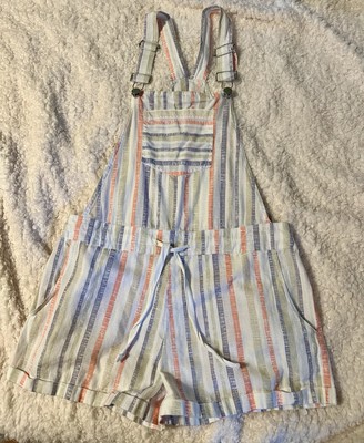 Overall Shorts Striped Cotton Ladies M Full Circle Trend