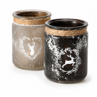 Windlicht Teelichthalter Aus Glas 2Er Set Glas Hirsch Aufdruck