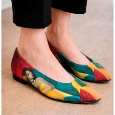 VTG 80s Charles Jourdan Art Flats French Nouveau Collector Shoes 7.5-8