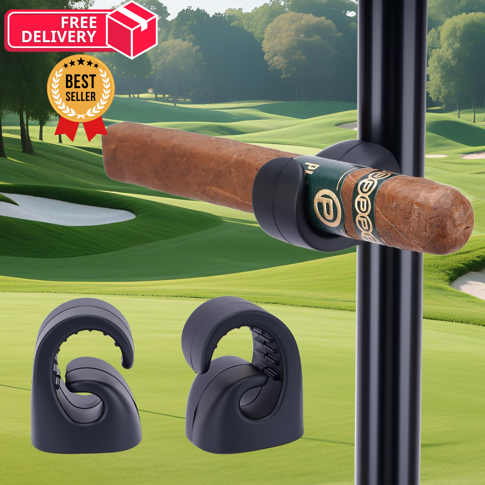 HMAZAE Magnetic Cigar Holder for Golf Cart, 2 Pack Universal Clip Black 