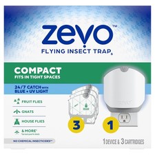 Zevo Compact Flying Insect Trap Kit with Refill Cartridges - Plug-in Indoor...