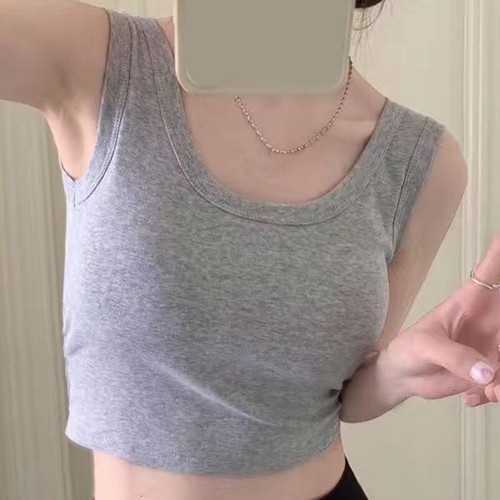 Gilets été sans manches couleur unie pour femme débardeur crop basique à la - Picture 7 of 14