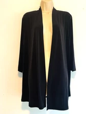 Lane Bryant size 14/16 black 3/4 sleeve open front, polyester cover-up