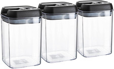 Argon Table Food Storage Containers with Airtight Flip Lock Lids - 800Ml - Black