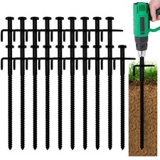 20 Pack 8 Inch Tent Stakes, Heavy Duty Canopy Anchors with Metal Top and Spir...