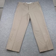 Dockers Pants Mens 36x29 Khaki Premium Flat Front Relaxed Fit Microfiber Chino