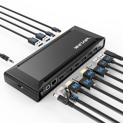 DisplayLink Docking Station Dual Display Max 5K USB-C Dock HDMI DisplayPort DVI