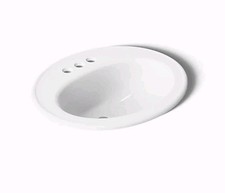 Kohler Pennington 20-1/4" oval drop-in bathroom sink K-2196-4-0